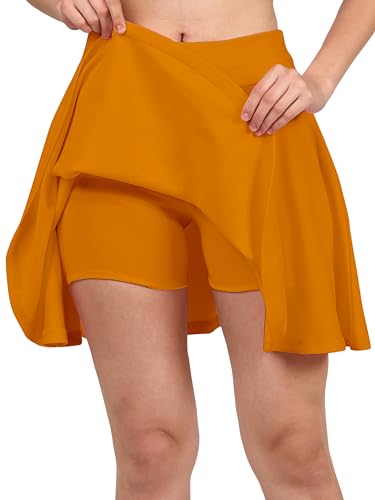 Image of Mehrang Spandex Women's Classic Stretchy All Time Trendy Skater Skirt with Attached Inner Shorts and Flared Inskirt