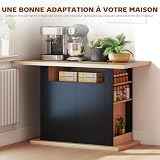 HOMCOM Îlot Central Cuisine Placard Bois 110 x 70 x 75,5 cm Noir et Naturel - 4