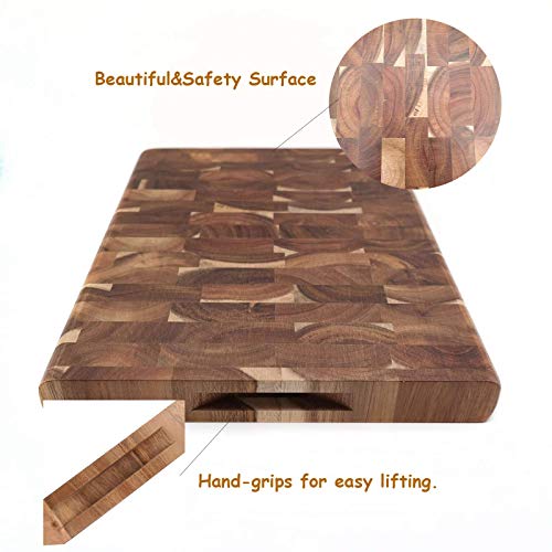 Kitory 7 Inch Knife High Carbon German Steel Chinese Chef Knife, Vegetable Cleaver Anti-Rust Kitchen Knife, Heavy Duty Cutting Boards - Large Size Acacia Wood Board - Ultra Thick Kitchen Cutting Board #TOP4