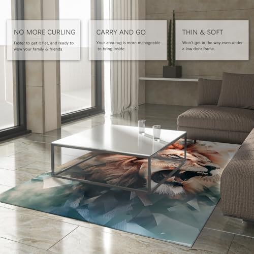 Tapis grand salon motif lion pour appartement moderne - 6