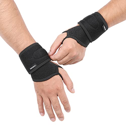 Carpal Tunnel Wrist Brace,2 Pack Adjustable Wrist Compression Strap and Wrist Brace Sport Wrist for Fitness, Carpal Tunnel Arthritis, Tendonitis, Weightlifting,Pain Relief-Wear Anywhere Wrist Wraps-Night Support for Women & Men,(Black) Right&Left