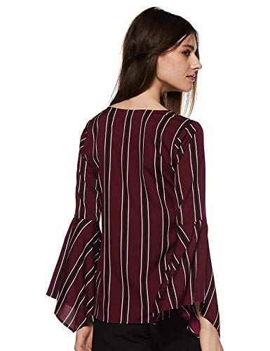 Image of Style Quotient Womens Burgundy Vertical Stripes Top