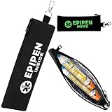 SUNMON EpiPen Carry Case for 2 Pens with Fluorescent Print, Travel Epipen Holder Bag, Outdoors Epipen Case for Walking or Running (1 Pack, Black)