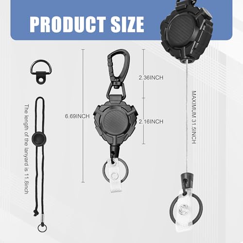 Image of CB Mic Holder Retractable Microphone Keeper Heavy Duty CB Radio Retractable Hanger Tether, 32 inch Stainless Steel Cord (2 PCS)