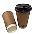(60 Count) 16 oz Large Durable Insulated Hot/Cold Disposable Travel to Go Cups with Lids. Great for Coffee/Tea! with Double Walled Craft Brown Recyclable Paper - No Sleeves Req'd! Writable Surface!