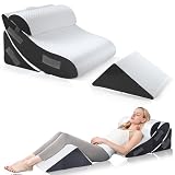 Almohada Cuña Viscoelastica 4 Piezas Para Dormir - Almohada Viscoelastica Antireflujo Quirúrgica - Cojin Cuña Espuma para Respaldo Piernas, Espalda, Cabeza y Cuello - Almohada de Lectura