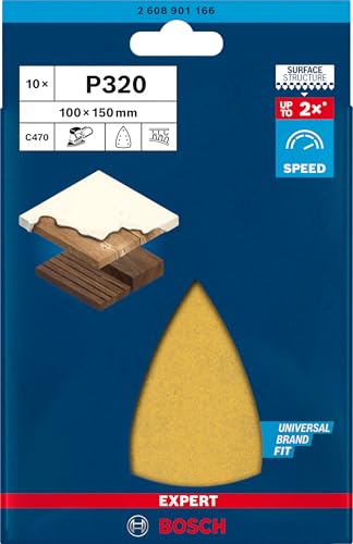 Bosch 10x Feuilles abrasives EXPERT C470 à 7 trous (pour Peinture sur bois, Bois dur, Ø 100x150 mm, Grain 320, Professional Accessoire Ponceuse Multi)