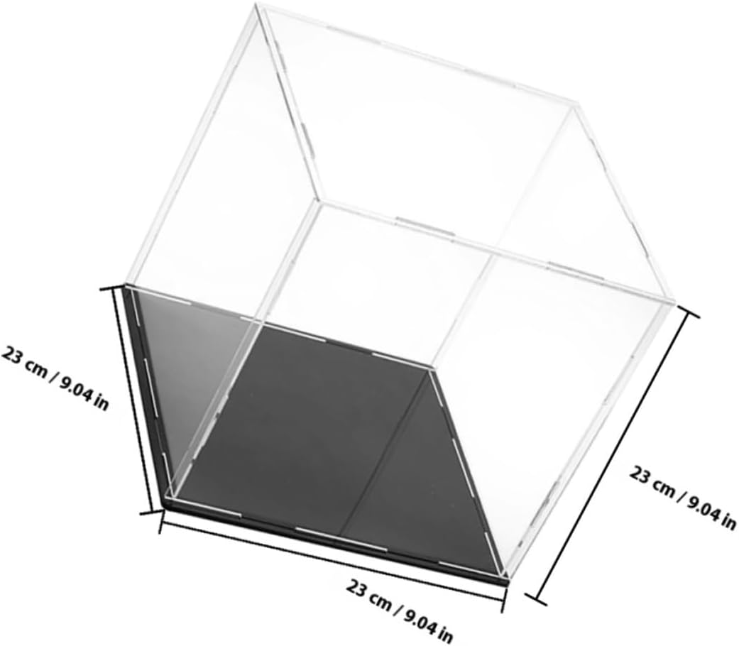 Vaguelly Acrylic Display Case Cube with Dustproof Cover, 23x23x23cm Sports Memorabilia Display Box for Soccer, Baseball, and Figure Storage