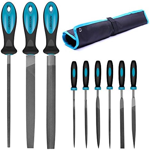 LIBRATON Metal File Set, Metal Files, 9PCs File Set, with Flat File, Round File, Half Round File and Needle Files of High Carbon Steel for Metal and Wood