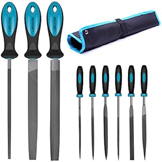 LIBRATON Metal File Set, Metal Files, 9PCs File Set, with Flat File, Round File, Half Round File and Needle Files of High Carbon Steel for Metal and Wood