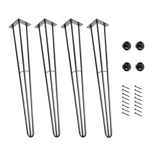 HONG SHENG 28Inch Hairpin Table Legs Black Set of 4 Desk Legs 1300lbs Load Capacity Rodsfor Coffee Table Night Stand Desk BenchDesk Bench Desk Dining End Table Chairs