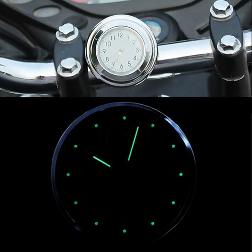 DYOUen Motorrad Lenkeruhr Quarz Motorradlenker Uhr Universal Zeitplan Fahrrad Chrom Wasserdicht Staubdicht Zifferblatt Glow Watch Lenkerthermometer