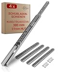 LouMaxx – LouMaxx Kugelauszug 4er Set Schubladenschienen 27 mm Nut | 3