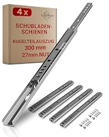 LouMaxx – LouMaxx Kugelauszug 4er Set Schubladenschienen 27 mm Nut | 3
