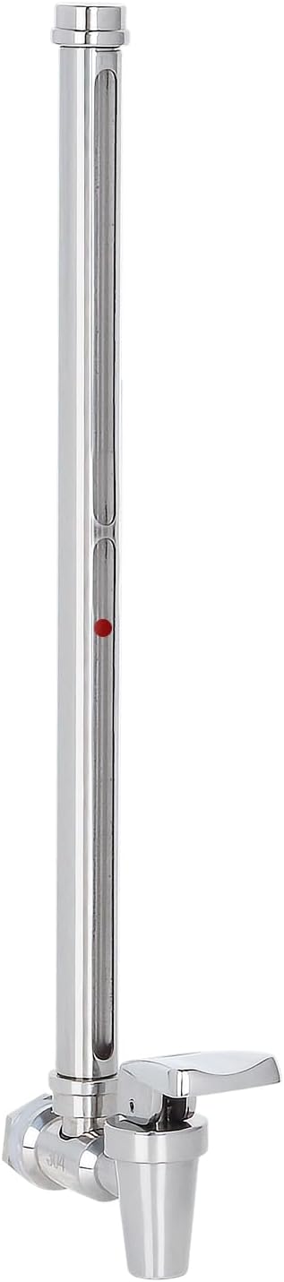 Amwater 304 Stainless Steel 13 Inch Sight Glass Spigot, Compatible with the Berkey, Purewell, ProOne, and Other Gravity-Fed Water Filtration Systems, Clear Water Level View, Stainless Steel Handle