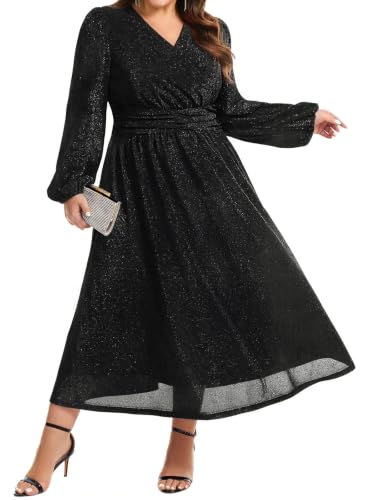 Charming Ashley Plus Size Wedding Guest Dress for Women Midi Sparkly Dress