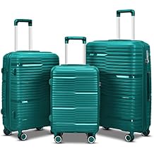3 Piece Luggage Set Expandable Suitcase PP with TSA Lock Spinner Carry on 20in24in28in Blue