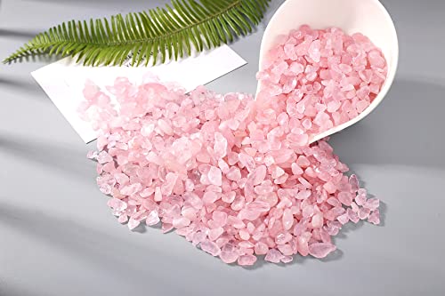 Duqguho Rose Quartz Crystals Chip Bulk Natural Healing Crystal Crushed Stones For Succulent Plant Flowerpot Rocks Vase Filler Terrarium Supplies Pebbles For Planters 0.88 Lbs #TOP1