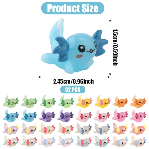 32szt Miniaturowa Figurka Aksolotla z Zywicy, Swiecaca w Ciemnosci Male Figurki Zwierzat Mala Swiecaca Zawieszka Ozdoba dla Majsterkowiczów Ogród Krajobrazowy Ozdoba do Domku dla Lalek Rosliny