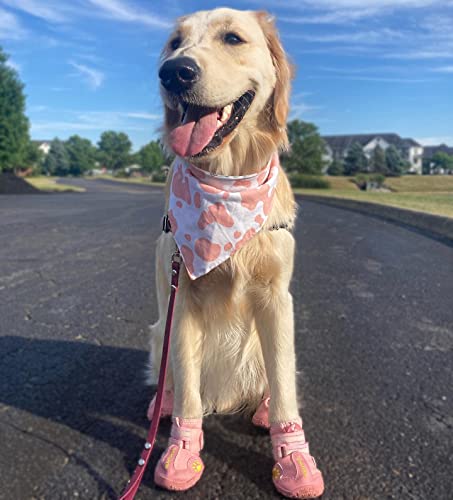 QUMY Dog Boots Waterproof Shoes for Dogs with Reflective Strips Rugged Anti-Slip Sole 4PCS/Set (Pink, Size 7: 2.8''x3.2(W*L) (Pack of 4)) by QUMY - Used condition - Image 7