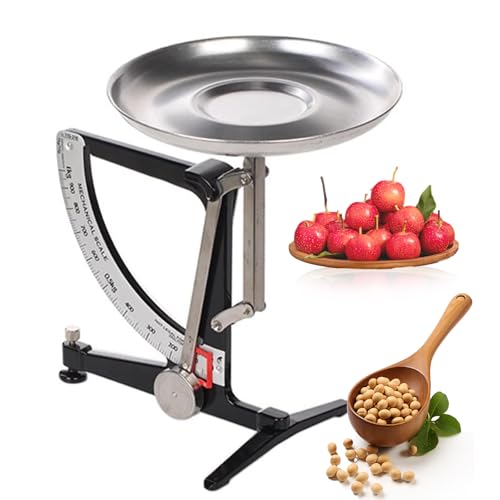 Mechanical Kitchen Scale 1kg, Precision Stainless Steel Balance with Aluminum Tray, No Batteries Needed, Ideal for Cooking, Baking & Lab Measurements
