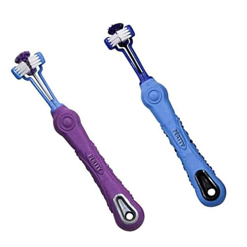 Orgrimmar 2 Pcs 3-Sided Pet Toothbrush Dog Cat Mouth Dental Teeth Care