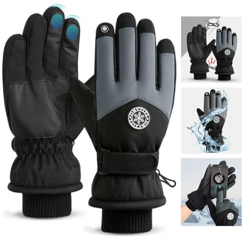 Winter Ski Gloves, Waterproof and Windproof Touchscreen Snow Gloves, Warm Anti-Slip Touchscreen Gloves, Thermal Protection for Cold Weather Skiing Snowboarding Running and Cycling