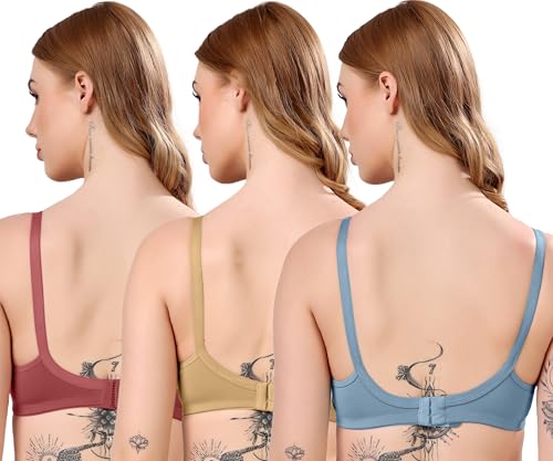 Image of London Hills Regular Bra for Women Everyday Non Padded Wire Free Full Coverage Cotton Blend