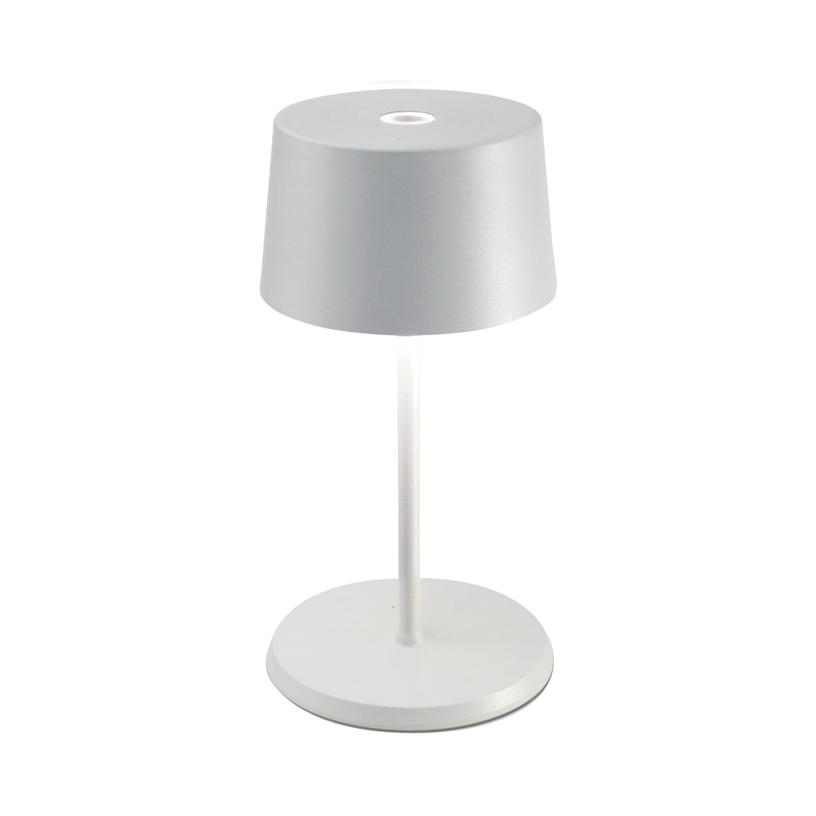 Zafferano, Lámpara Olivia Mini, Lámpara de Mesa Portátil y Recargable con Control Táctil, Adecuada para Interior y Exterior, Atenuador, 2200-3000 K, Altura 22 cm, Color Blanco