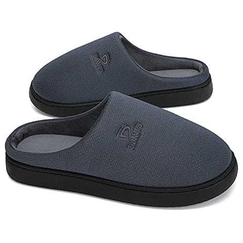 Dannto Womens Mens Memory Foam Slippers House Slide Sandals Bedroom Home Indoor Cozy Closed Toe Shoes Dark Grey,46/47,15-16 Women/13-14 Men Cover