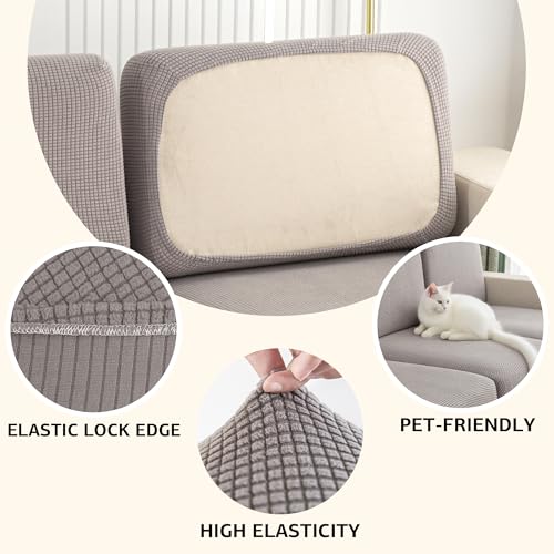 UWWGKK Stretch Couch Cover for Sectional Sofa - Multiple Patterns & Colors,Sofa Cover Design for Backrest,Light Grey Ymg Backrest Cushion(1 Pcs) — view 3