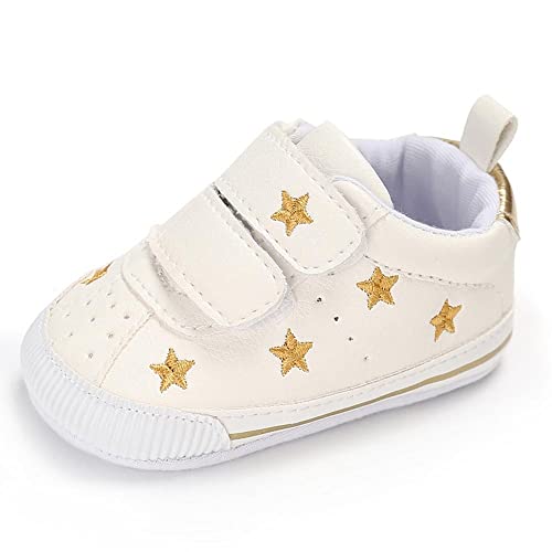 Eitwo Infant Baby Boys Girls Leather Sneakers, Soft Non Slip Rubber Sole, First Walker Moccasins Shoes,Toddler Uniform/Baptism/Crawling/Wedding Dress Shoes (H/Gold, 0_Months) #TOP5