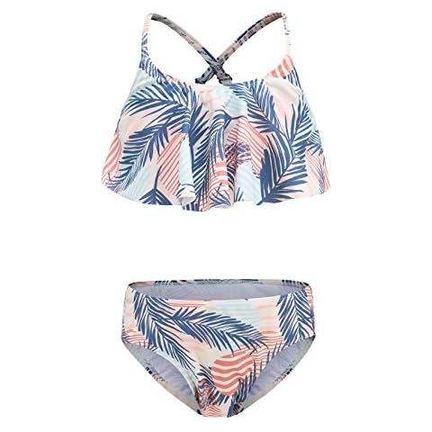 HowJoJo Girls Striped Ruffle Bikini Set Cover