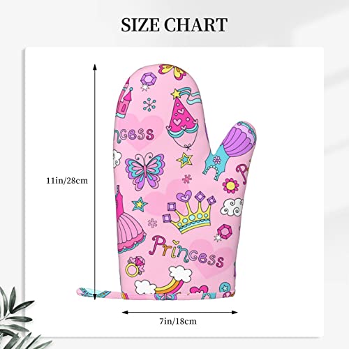 Oven Mitt Princess-Pink-Castle-Crown Non-Slip Silicone Oven Gloves Cooking Gloves #TOP1