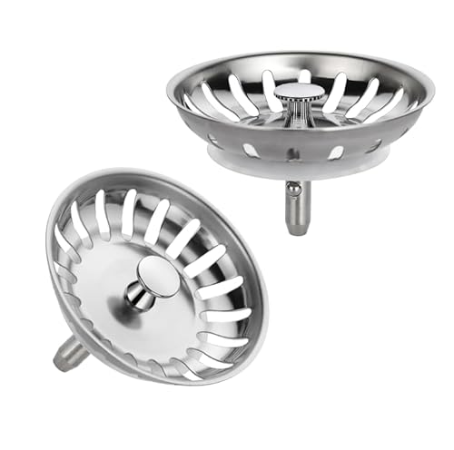Decaura 2 Pack Sink Strainer Plug, 83mm Drain Stopper with Silicone Seal, 304 Stainless Steel Filter Basket, Universal Fit (83mm)