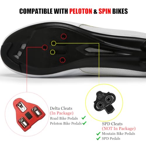 Image of Womens Cycling Shoes Compatible with Peloton Indoor Road Bike Riding Shoes Pre-Installed Delta Cleats Clip Outdoor Pedal