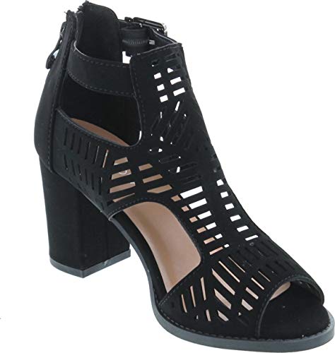 Top Moda Levin-1 Ankle Strap Open Toe Chunky Heel Platform Gladiator Sandal,Black 1,9 #TOP6
