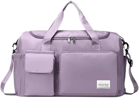 Storite Travel Duffle Bag with Shoe Compartment, Purple, 44x18x29 cm