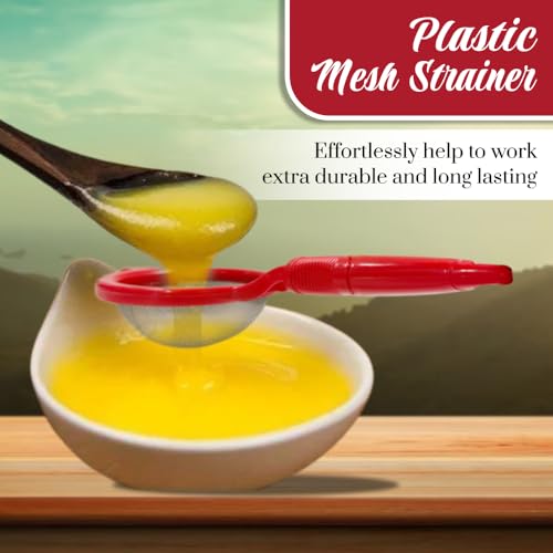 Image of Plastic Tea Strainer, Fine Mesh Sieve for Tea, Coffee, Milk & Green Tea | Kitchen Tea Strainer Sieve Chalni /Channi (Multicolour)