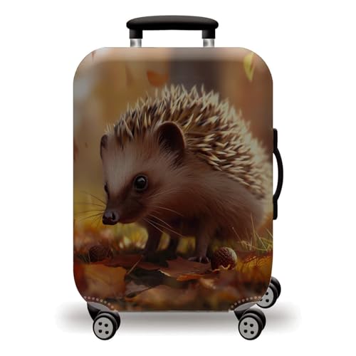 LNXSESN Funda Maleta Mediana Hoja De Arce Erizo Funda para Maletas Elástico Fundas Maletas de Viaje Lavable Protector de Equipaje con Cremallera Fundas para Maletas de Viaje para 26-28 Pulgadas