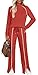 WIHOLL Track Suits for Women Set Petite 2 Piece Outfits Fall Fashion 2025 Sweat Suits Wide Leg Pants Red S