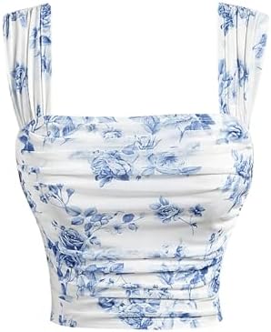 SOLY HUX Women's Floral Print Tank Tops Square Neck Sleeveless Go...