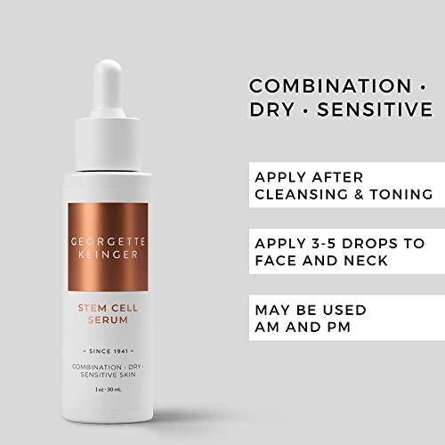 Georgette Klinger Stem Cell Serum - Anti-Aging Face Serum with Hydrating Hyaluronic Acid - Promotes Cell Turnover, Improves Skin Firmness, and Reduces Wrinkles for Youthful Skin - 1 oz