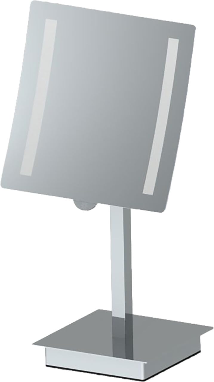 Primaster LED Stand-Kosmetikspiegel - Standmodell, 5-fach Vergrößerung, eckig, mit LED-Beleuchtung