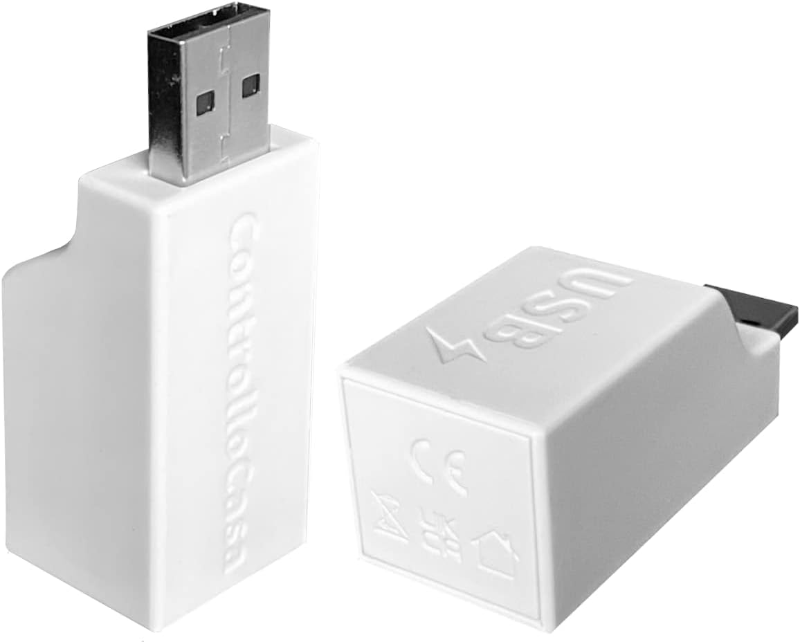 ٻه views of the ControlloCasa USBy device, showing its compact size and USB connector.