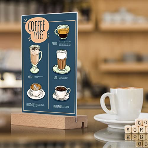 Koolde Acrylic Sign Holder 5 X 7 Inch L/T Shape Wood Base Double Sided Clear Display Stand With Two Slots Wood Base For Menu Stand, Wedding, Restaurant, Store, Office, Hotel(3 Pack) #TOP4