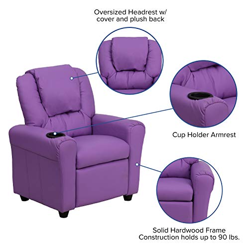 Flash Furniture Contemporary Lavender Vinyl Kids Recliner With Cup Holder And Headrest #TOP4