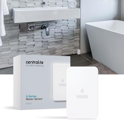 by Ezlo Water Sensor – Monitors Your Whole Home for Leaks – Detects Water Leaks in a Kitchen, Bathroom, Basement or Laundry Room – Zigbee