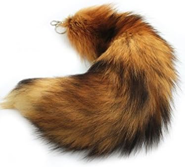Pastoralist Vossenstaart sleutelhanger, 2 stuks 40 cm pluizige staart sleutelhanger, imitatiebont Therian Tail hanger voor rugzak handtas, Wit Zwart, 40cm