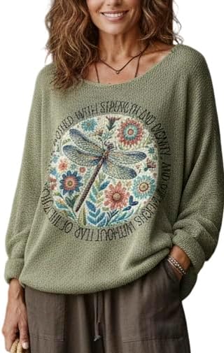 Women's Boho Vintage Colorful Striped Tunic Tshirts Oversized Lightweight Pullover Sweatshirt Long Fall Spring Tops